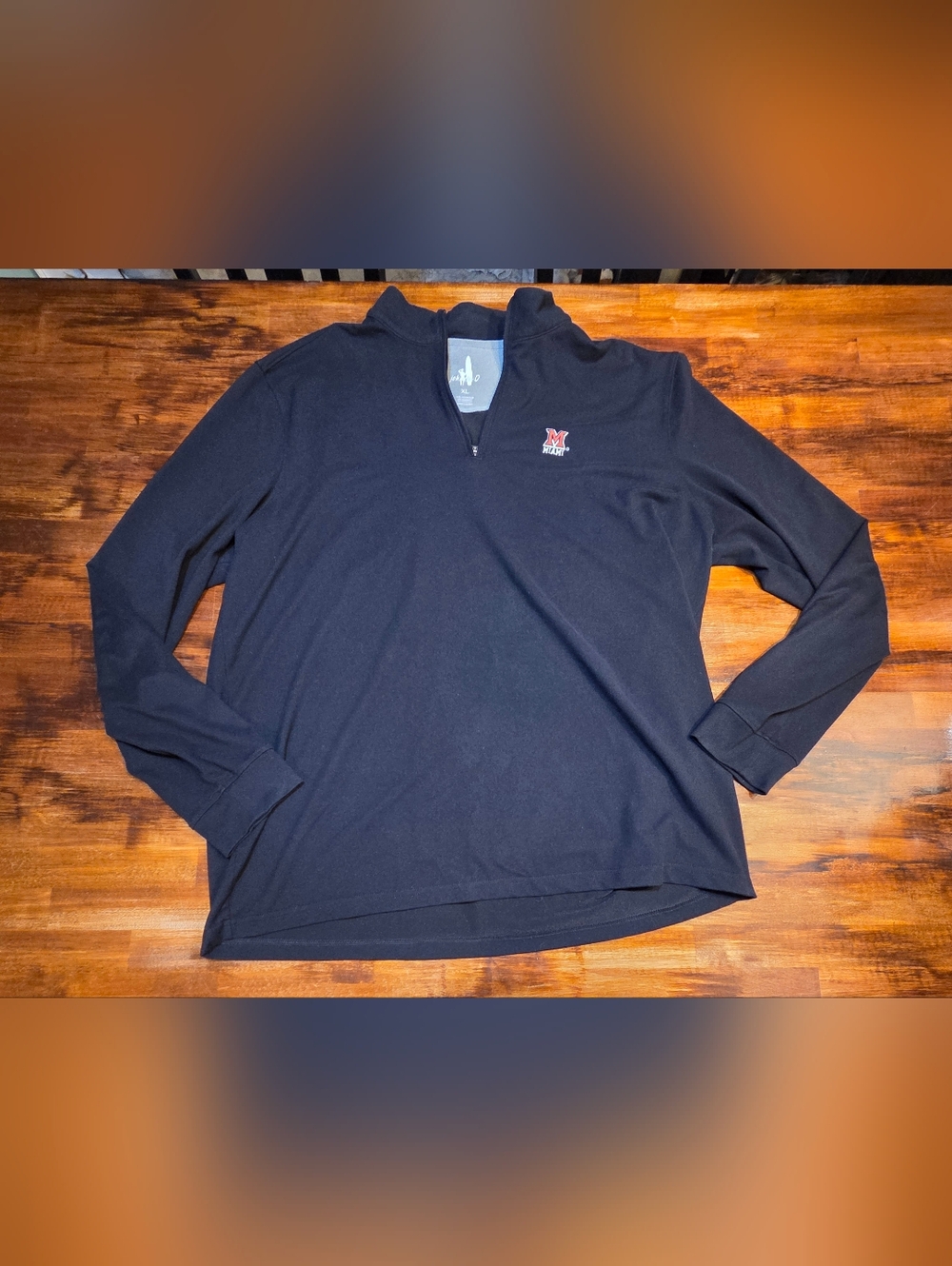 Johnnie-O 1/4 Zip Black Pullover Polyester Sweater Men’s XL Golf Miami Logo